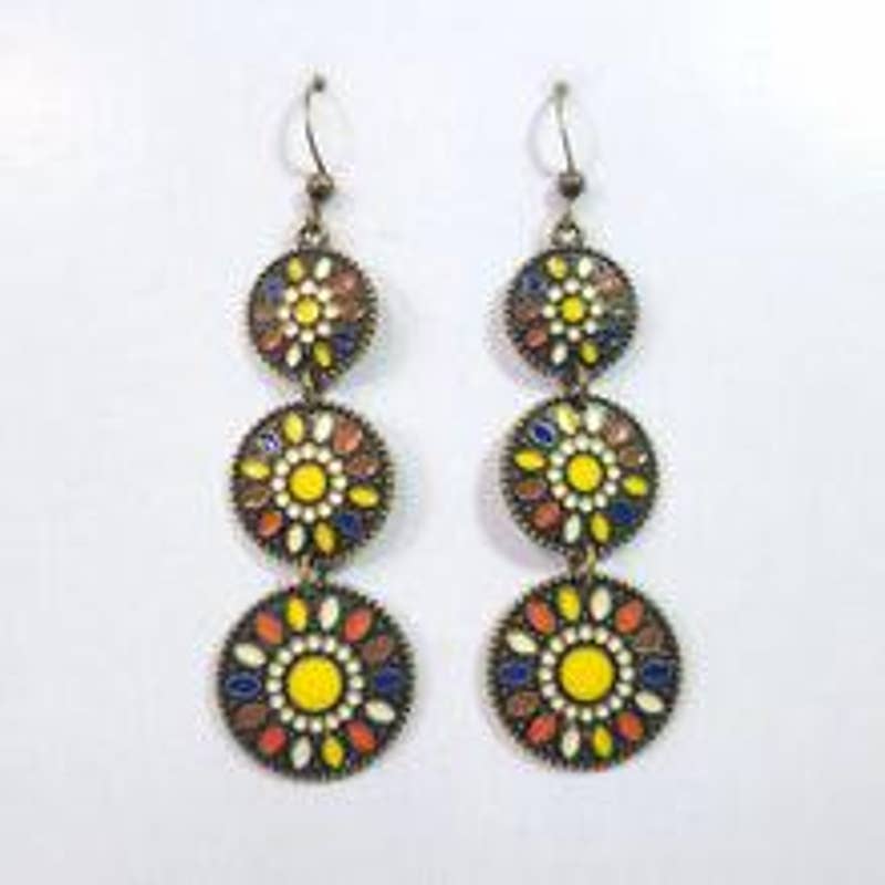 Retro Bohemian Multi Color Flower Petal Drop Dangle Earrings